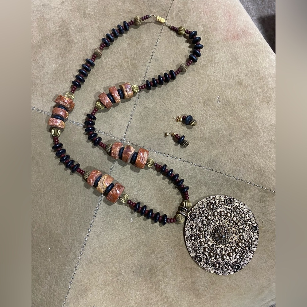 Medallion Necklace and Earrings